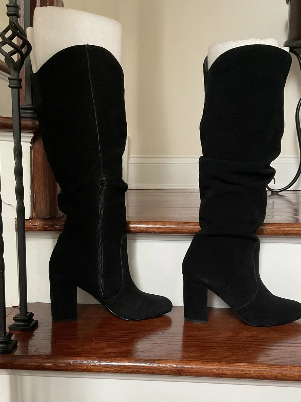 Sexy woman’s knee high genuine suede boots, 3 inch heels